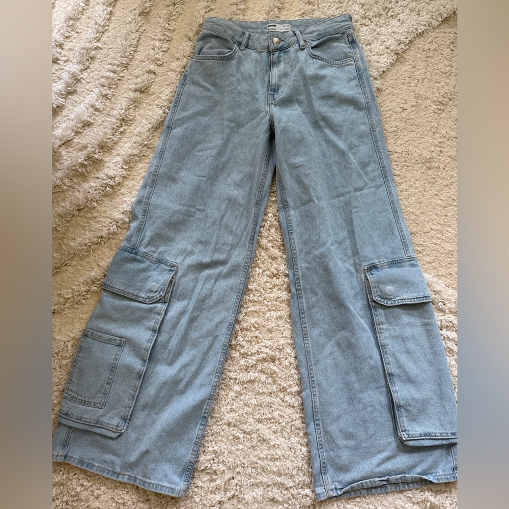 Light Blue Bershka Cargo Pants size 34